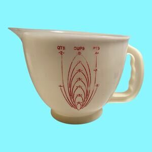 Vtg Tupperware 2 Quart Mix-N-Stor Batter Bowl Measuring Pitcher Red Letters